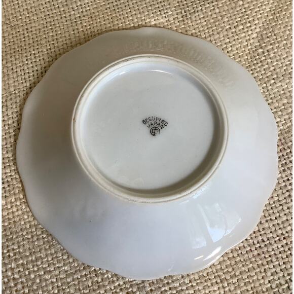 Vintage small green floral trinket dish plate OCCUPIED JAPAN - Picture 3 of 4